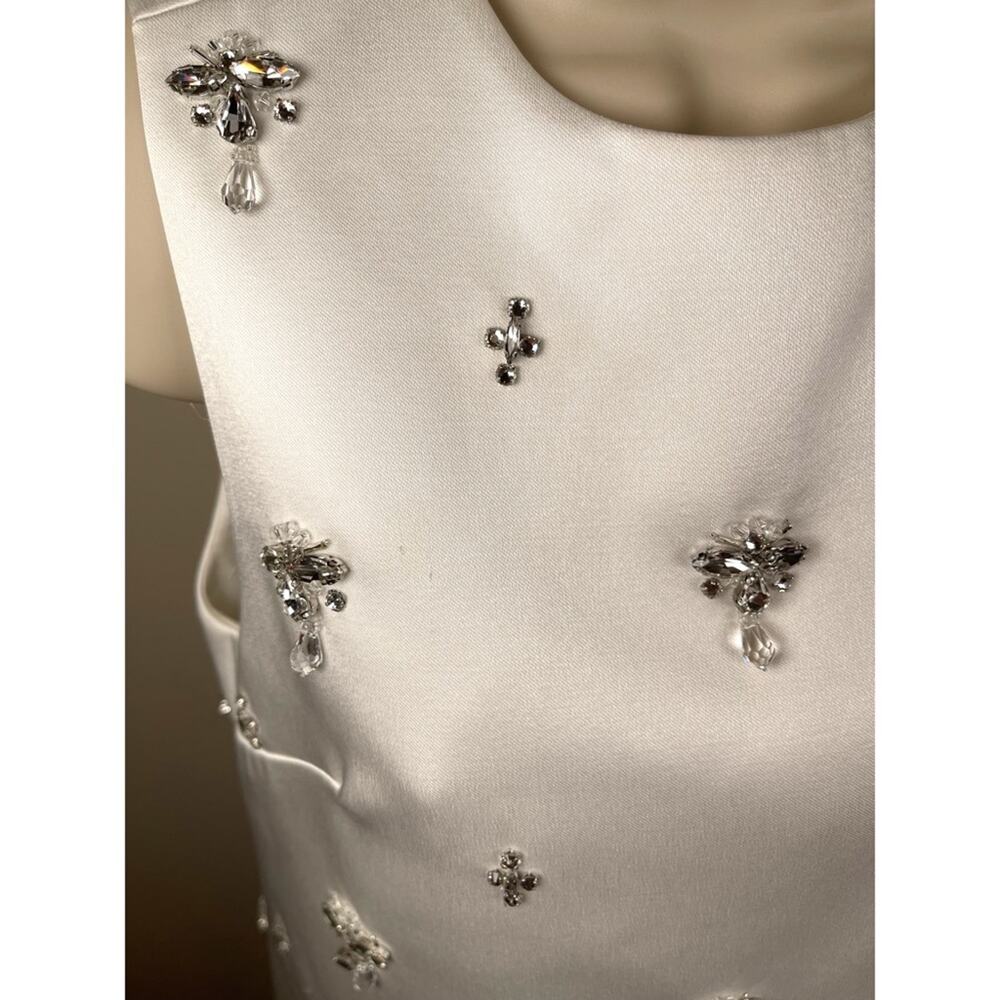 RETROFETE Tylee Crystal Embellished Satin White Mini Dress Size XS - Picture 9 of 16
